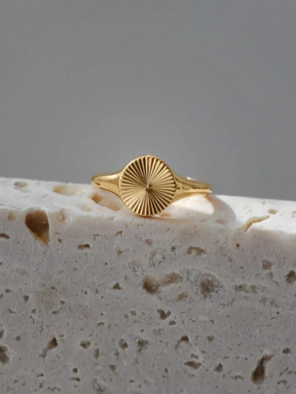 Sunshine Burst Ring 18K Gold Plated Stainless Steel Rings for Women Dainty